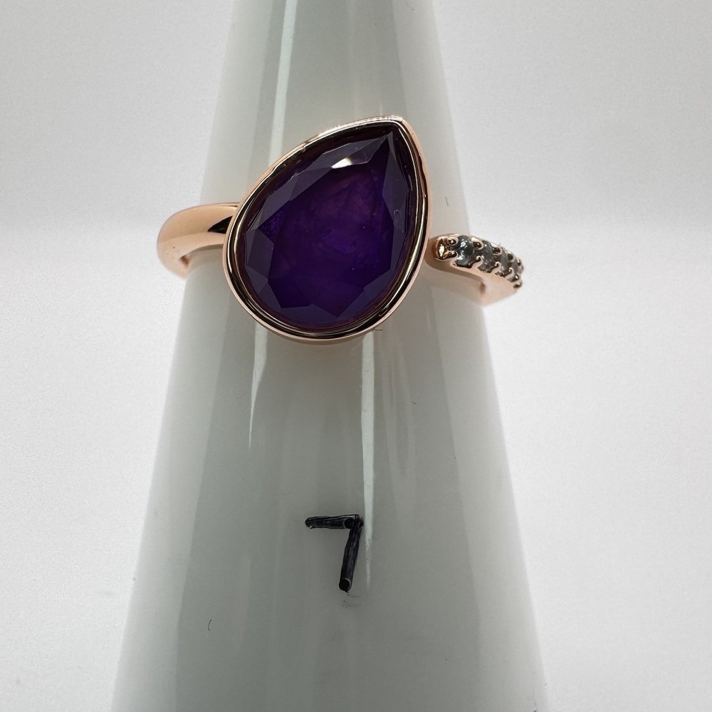 Bomb Party Ring Size 7 RG80327 Pearly There Amethyst Quartz Rose Gold